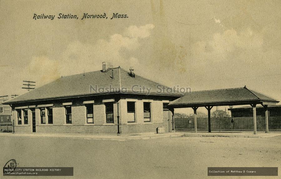 Postcard: Railway Station, Norwood, Massachusetts